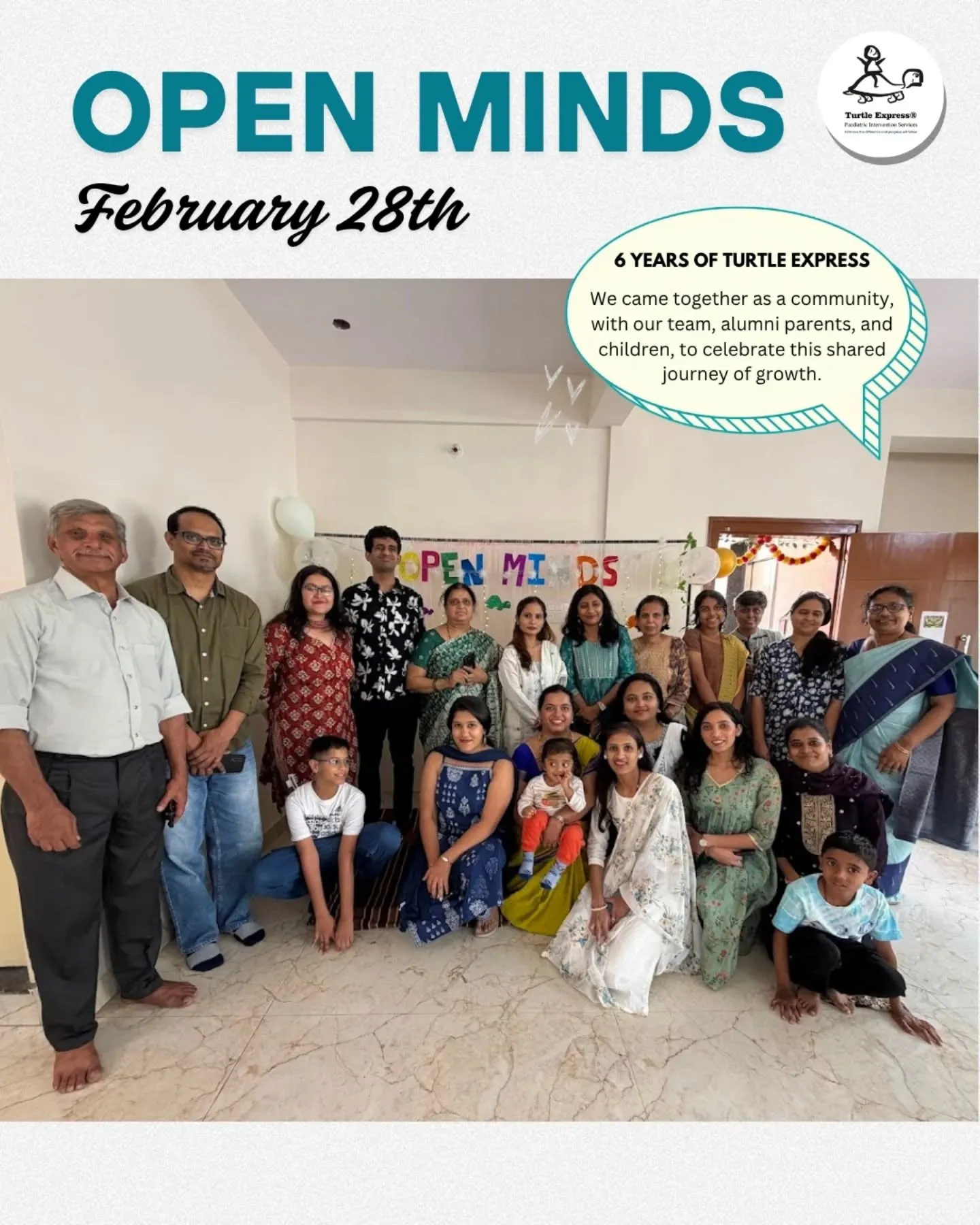 Families, children and therapists together at the Open Minds celebration